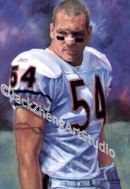 Portrait in Pastel -  NFL Chicago Bear Player - Brian Urlacher @Jack Zheng Art Studio