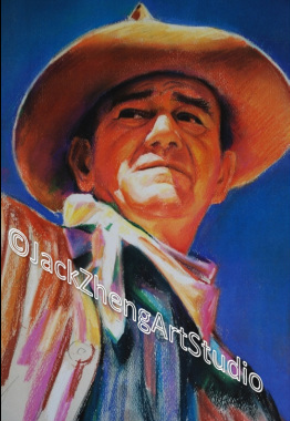 Portrait in Pastel - Film Actor - John Wayne @Jack Zheng Art Studio