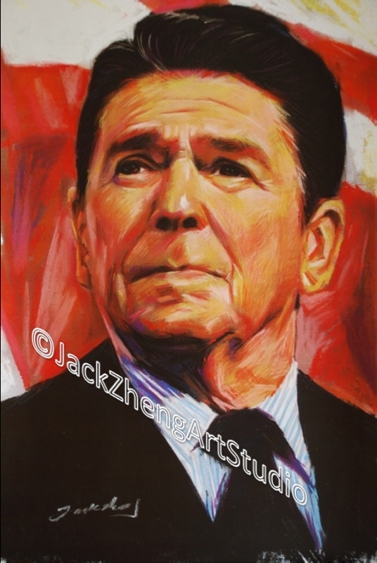 Portrait in Pastel - President  Ronald Reagan @Jack Zheng Art Studio