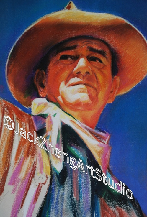 Portrait in Pastel - Film Actor - John Wayne @Jack Zheng Art Studio