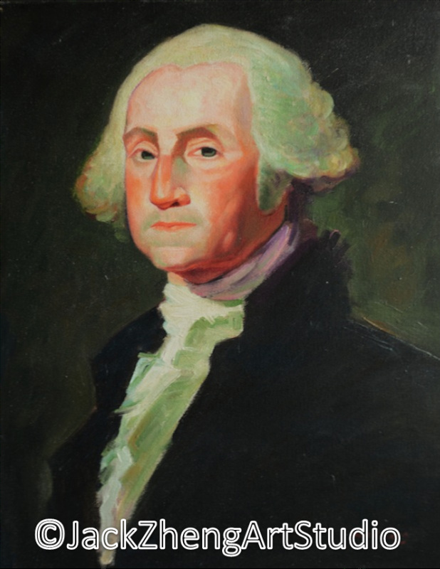Portrait in Oil Painting -  President George Washington @Jack Zheng Art Studio