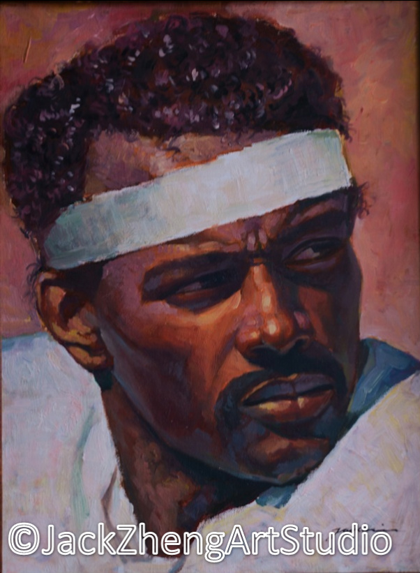 Portrait in Oil Painting - NFL Running Back Walter Payton @Jack Zheng Art Studio